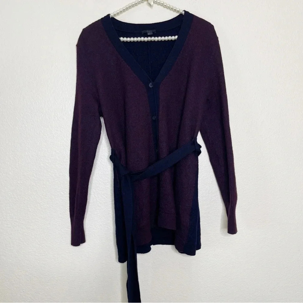 Cos Boiled 100% Wool Color Block V Neck Button Fr… - image 4